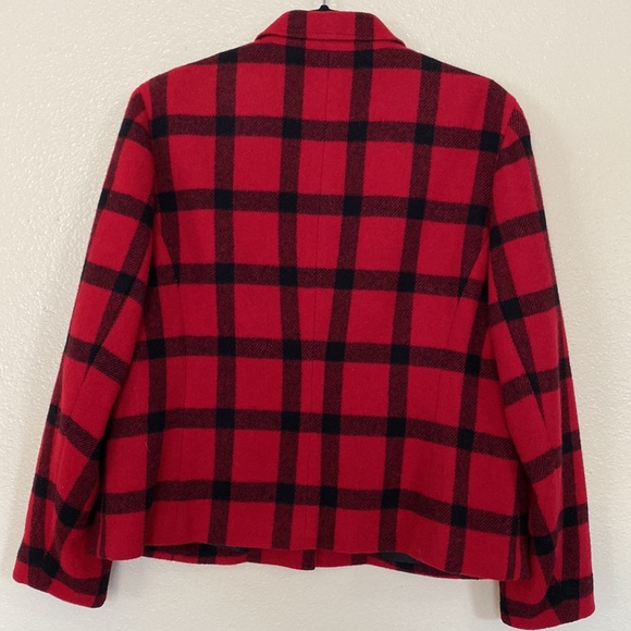 TALBOTS| plaid red coat 12P - Picture 8 of 11